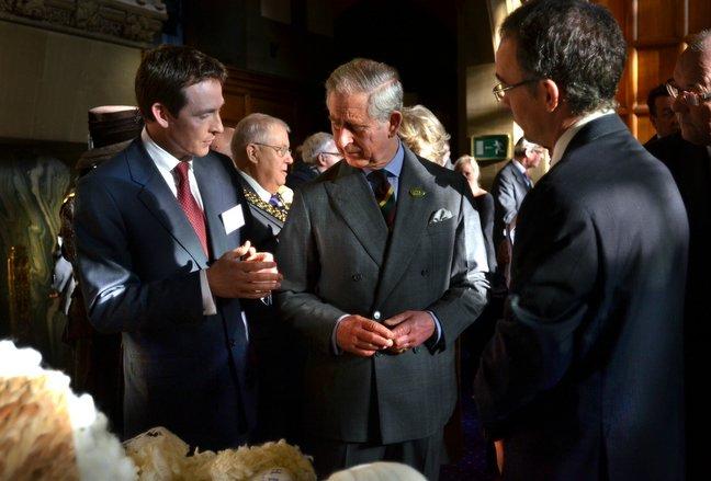 Prince Charles meets representatives of the Bradford wool trade.