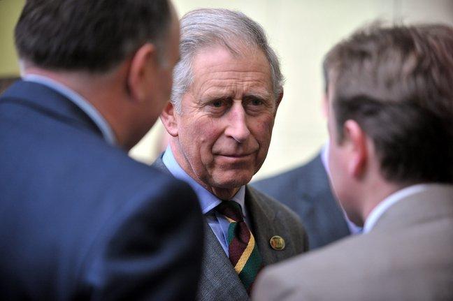 Prince Charles during his visit to Bulmer and Lumb.
