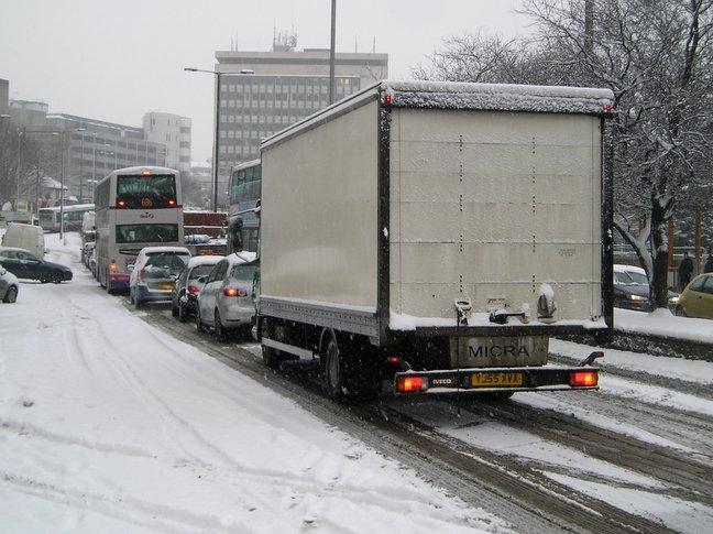 Traffic grinds to a halt in Hall Ings, Bradford.