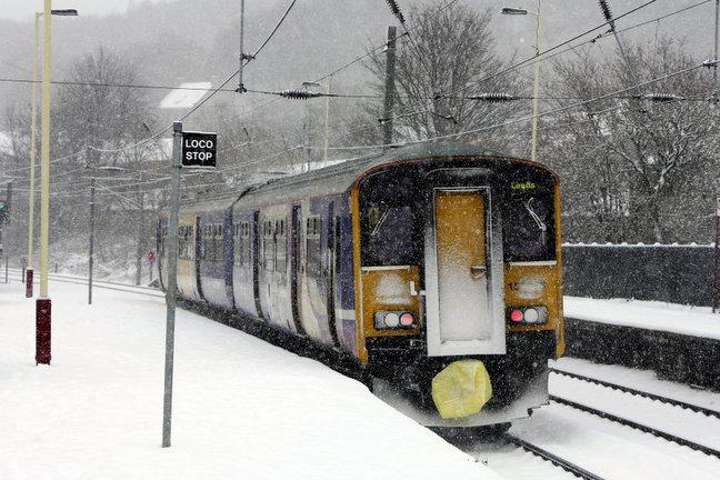 Snow at Keighley Station.