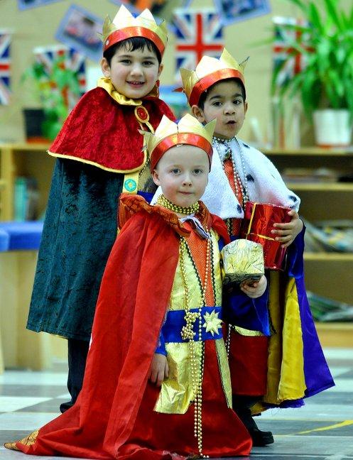 Playing the parts of the Three Kings in Allerton Primary School Nativity were, from the left, Ifzaan Shafique, Cole O'Shea and Ibrahim Sajid.