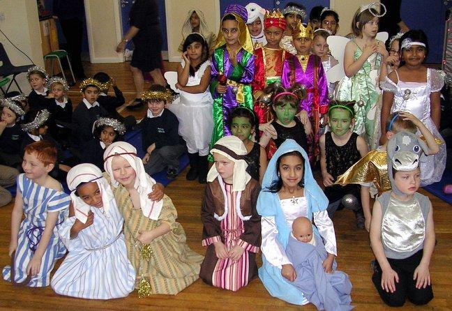 The cast of Parkwood Primary School, Keighley, Nativity.