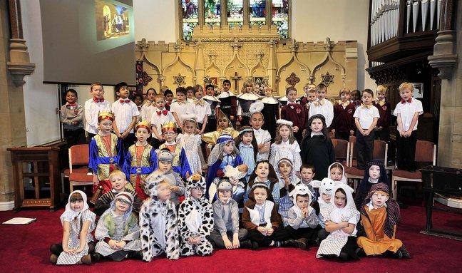 The cast of Low Moor C of E Primary School Nativity.