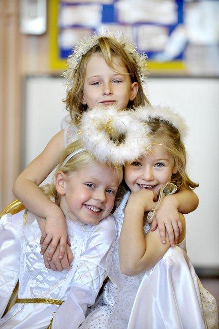 Appearing as angels in Sandal Primary school Nativity were, back, Iris Banks and, front from the left, Jessica Hanmer and Hannah Swift.