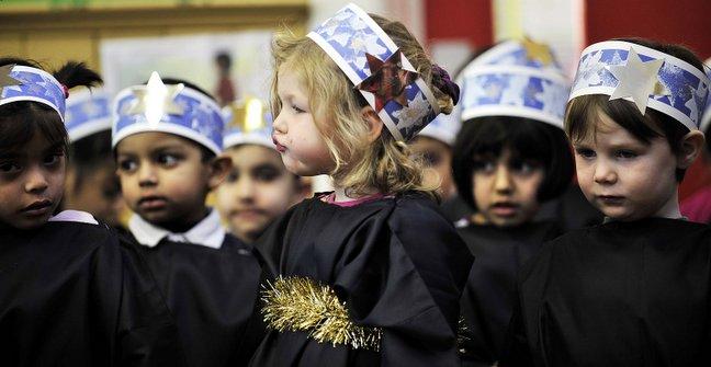 Pupils taking part in Shipley C of E Primary School Nativity.