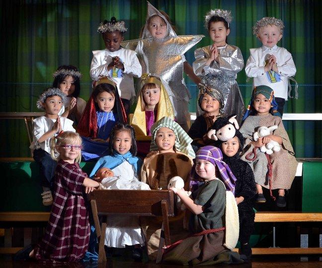 The cast of St Cuthbert the First Martyr Primary School Nativity.