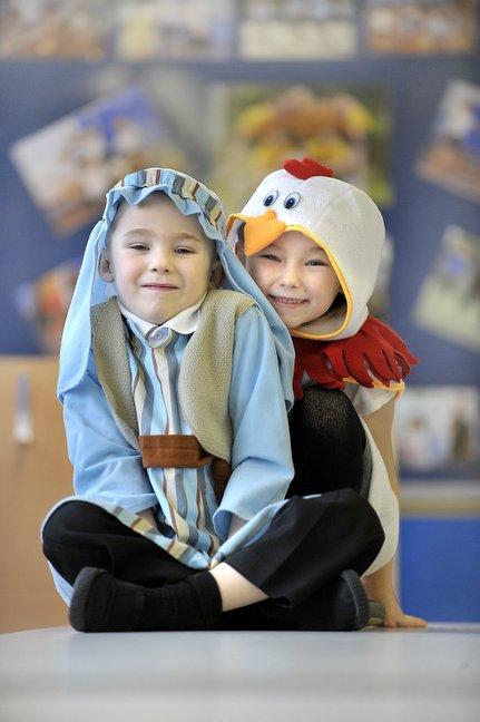 Taking part in Ryecroft Primary School, Holme Wood, Nativity were Connor Geller, left, and 