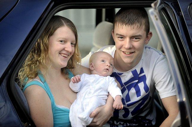 First time parents Stevie Hodgson-Kirtley and Stephen Townend’s son Connor Jake made his way into the world in the back of a Ford Focus. 

