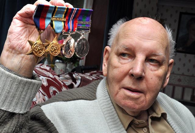 RAF war veteran Stan Hudson, from Heaton, who carried out more than 40 enemy raids in a, is to celebrate his 90th birthday with a special reunion with his beloved Lancaster Bomber. Stan is pictured with his medals.