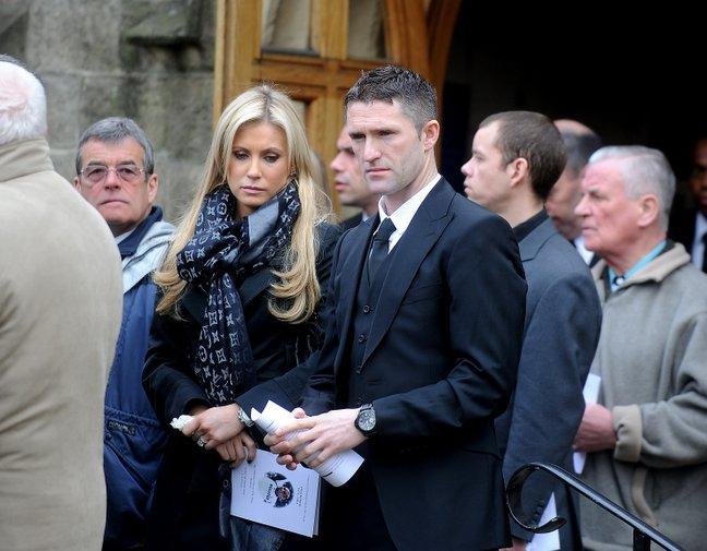 Former team mate Robbie Keane at the funeral.