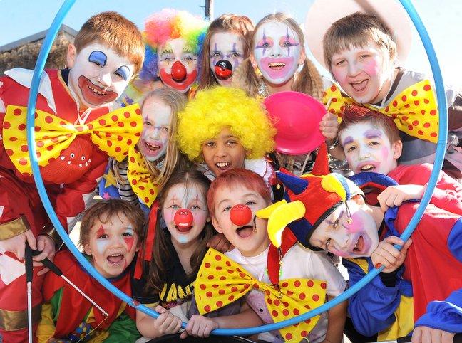 Children from Harden Primary School clowned around at Woodbank Nursery, Harden, to raise money for Comic Relief.