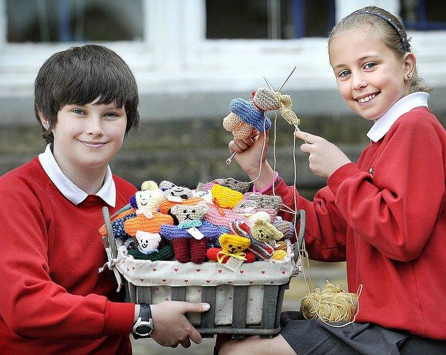 Max Williams and Zara Woodhams were among pupils took part in a successful ‘Knit and Natter’ club at Wilsden Primary School which has been ‘knitting for bricks’ to help build schools in under-developed African countries.
