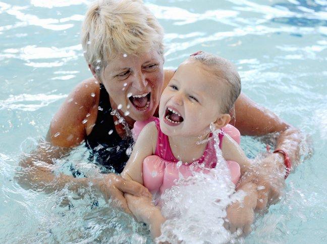 Aqua Tots classes, aimed at helping youngsters aged six months to five years become safe in water, are under way at Shipley, Bowling and Eccleshill pools as well as Keighley Leisure Centre. 
Gill Summers is pictured with grandaughter Taila Birdsall.
