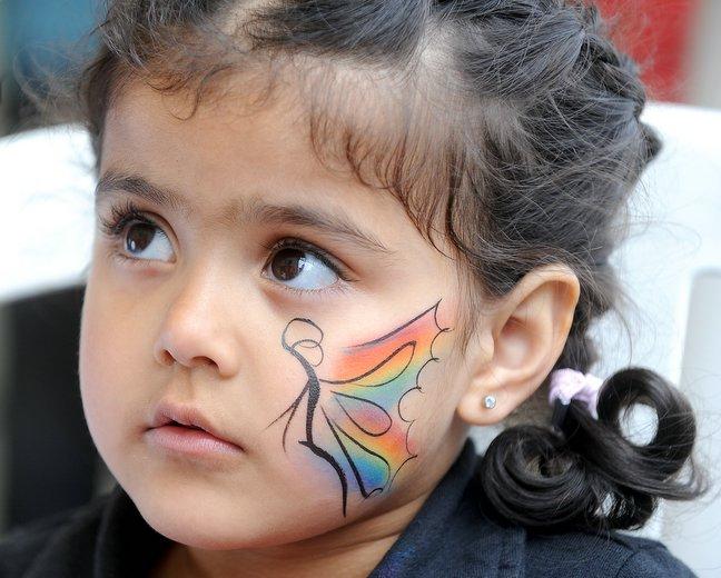 Thousands of people flocked to the Urban Garden for the Bradford Pride festival on Saturday. Among them was Aqsa Khan, 4, who was having her face painted.