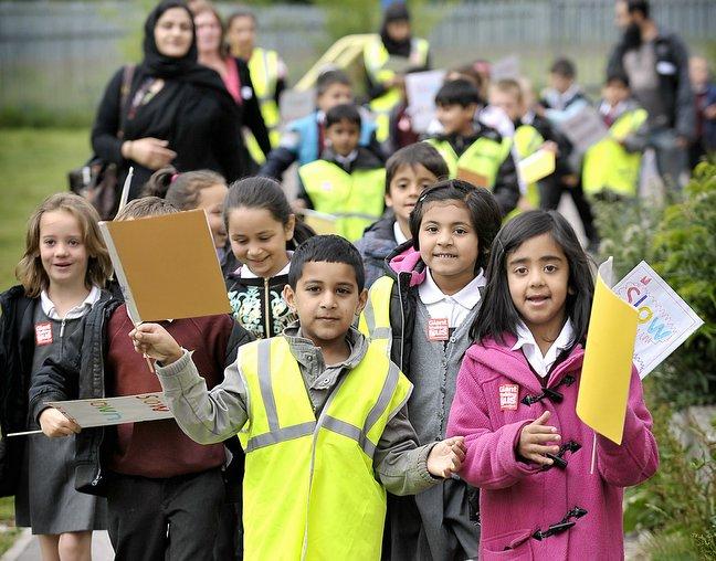 Primary school pupils across the Bradford district took part in an attempt to break the world record for the largest ‘walking bus’. 
Thousands of children across the UK took part in the Giant Walking Bus, co-ordinated by West Yorkshire-based Brake.