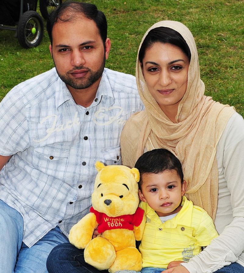 Ibrar Hussain and Taiyaba Malik with 14-month-old Zulquarnain Hussain.