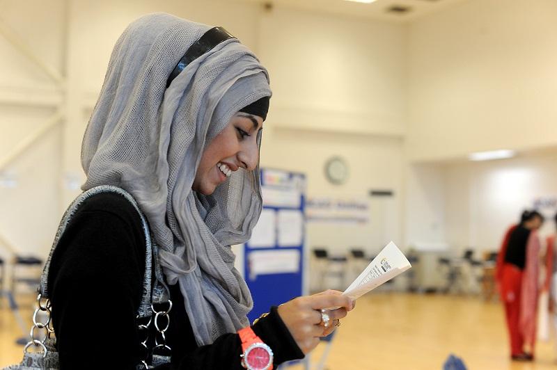 Challenge College student Nasara Khan is pleased with her results