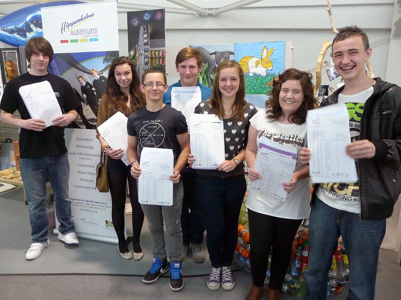 Pupils at Hipperholme and Lightcliffe High School celebrate after opening their GCSE results