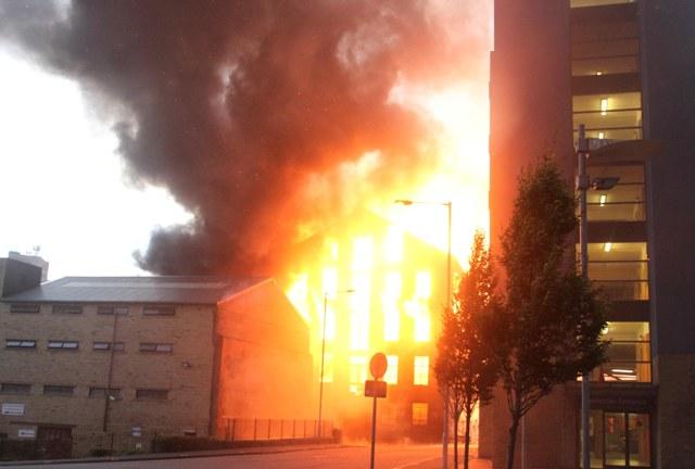 One of Gregory Steel's pictures from this evening's fire at a mill off Thornton Road