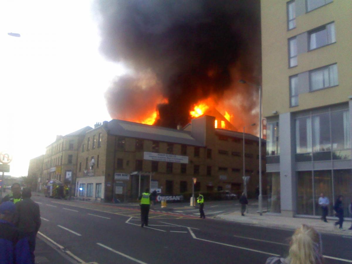 Reader's submitted pictures from this evening's fire at a mill off Thornton Road