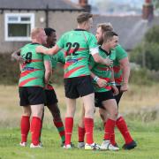 Wibsey celebrate a try against Castleford   Picture Alex Daniel