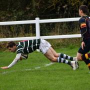 Max Kennedy (left) scored two of Old Grovians' four tries against Wath on Saturday. Picture: Ricahrd Leach.