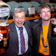 Stewart Ross, right, with Dickie Bird at a recent beer festival