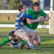 Sam Booker powers in to score a late try for Wharfedale. Picture: Ro Burridge