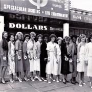 The 16 finalists in the Telegraph & Argus Miss Bradford competition line up, June 1985.