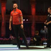Joe Cullen in quarter-final action against Gary Anderson at the World Matchplay in 2018 Picture: Christopher Dean/PDC