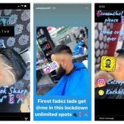Story posts by cutsbyKashif offering 'home cuts' and lockdown 'firest fadez'. Credit: Instagram