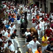 The bull run festival in Pamplona, Spain