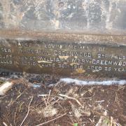 Inscription bearing the name of 18/9 Sgt Henry Bernal Greenwood at his family plot in Undercliffe Cemetery