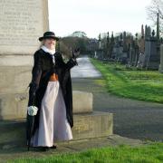 Joanne Crowther as real life Victorian Pollie Toothill at Undercliffe Cemetery