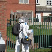 Forensics officers in Horsforth after a woman's death