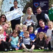 Staff and youngsters at Westfield Nursery with Heart Surgery Fund representatives and the Jackson family