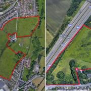 The two sites in Cleckheaton where developers want to build almost 400 homes. Picture: Google Maps