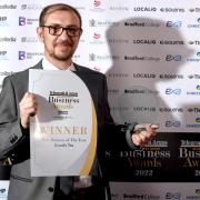 Kuanfa Tea co-founder, Hisham Al-Mahayni, after winning the New Business of the Year award at the Bradford Means Business Awards