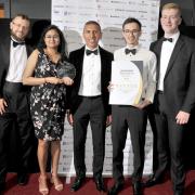Cloud2 after picking up their accolade. Co-founder and managing director, Taran Sohal, is pictured in the centre