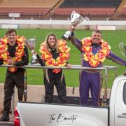 The Wainmans were finally able to celebrate their historic stock cars triumph at Odsal six days after the European Championship final, after a review meant it took time to confirm their 1-2-3 finish. Pictures: Ian Bannister.