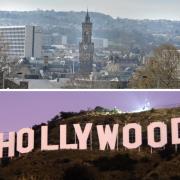 A view of Bradford's skyline, pictured top, with the famous Hollywood sign below. Pictures: Newsquest, Canva/Pixabay