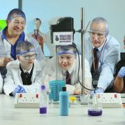 Pupils from Oastlers School in Bradford getting hands-on with Orean’s chemistry and manufacturing processes