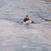 Man jumps into water to rescue drowning sheep