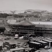 Skipton's Morrisons Supermarket, under construction in January, 1991