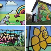 A selection of Paint on Park murals on the Idle Recreation Ground bowling club