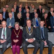 The last Craven District Council. Front row, from left: Paul Shevlin, chief executive; Cllr Chris Rose, vice-chair; Cllr Simon Myers, chair, and Cllr Richard Foster, leader