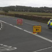The police scene at the Southern 100 last night.