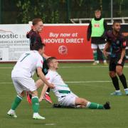 Jamie Spencer slides in to score for Avenue in a 4-1 win against Ilkeston Town in August, with this turning out to be his final goal for the club.