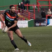 Oscar Thomas in action against Castleford in mid-January, where he suffered a dead leg later in the game.