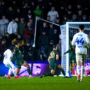 Crysencio Summerville (left) nets a glorious extra-time goal to get Leeds back in front at Plymouth last night.